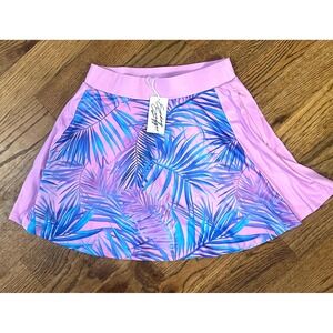 Sunday Swagger Golf Skort Women's Small S NWT Tropical Palm Pink Pockets Tennis